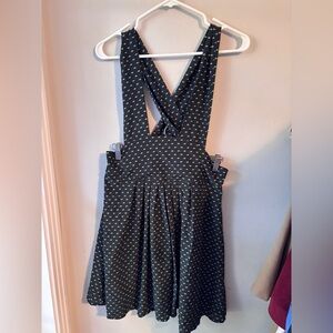 Urban Renewal Green Diamond Print Pinafore Cross Strap Mini Dress Size Small